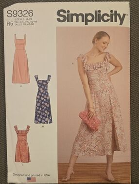 Simplicity Pink Floral Ruffle Midi Dress Pattern